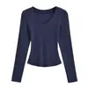 Nova Camiseta Kardashian de Manga Longa com Decote V para Primavera e Outono 2025 Skims Slim Fit Top Curto de Base