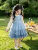 Conjunto de Vestido de Bolo de Coelho com Laço de Manga Longa para Meninas Outono 2026 Novo Vestido de Princesa Infantil Conjunto de Duas Peças