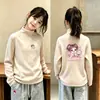 Ropa interior térmica para niñas Otoño Invierno Ajustada Cálida Terciopelo Alemán Superior Elegante Versátil Niños Bebé Manga Larga Cepillada Camiseta Moderna