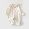 Mameluco de algodón puro con broches, sin costuras de grado A para recién nacidos, traje para gatear de bebé, mameluco de manga larga y pijama de primavera/otoño