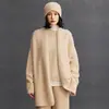 Cardigan de Tricô Versátil Feminino de Caxemira Novo Estilo Commuter Outono e Inverno Malha Solta Casual Simples Estilo Preguiçoso