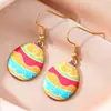 Aretes Colgantes de Huevo con Aceite Impresos de Dibujos Animados Europeos y Americanos Transfronterizos para Mujer, Lujo Ligero, Sensación de Alta Gama, Moda Fresca, Aretes Elegantes