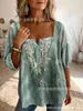 Top de manga corta con botones y estampado nuevo transfronterizo sin tirantes, temperamento, para ir al trabajo, personalidad, moda casual, cuello cuadrado, camisa para mujer