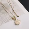 Colgante de Piedra Ojo de Gato Hielo, Diseño Floral Único, Exquisita Cadena para Clavícula a la Moda, Joyería Cultural y Creativa Estilo Chino, Colgante Flor de Dinero