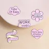 Broche Criativo Personalidade Desenho Animado Frases Motivacionais Cruzamento Europeu e Americano Fofo Letra Rosa Acessórios de Metal Emblema Atacado