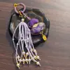 Produto Acabado: Pingente de Celular em Brocado Colorido Dupla Face em Forma de Cabaça, Chaveiro de Bolsa com Borla Roxa, Cor Roxa, Feito à Mão