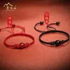 Pulsera Roja de Ágata Roja Año del Pájaro Cuerda Roja Pulsera de Pareja Tejida a Mano Cuerda Roja de Mano DIY Muñeca Cuerda Roja Joyería Explosiva