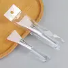 Brocha de Silicona para Mascarilla de Salón de Belleza con Mango Largo Sólido Transparente de Cristal de 11 cm, Cabeza Suave en Forma de Espátula Herramienta DIY para Spa