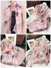 Bufanda elegante de seda Hangzhou con protección solar y letras para mujer, ideal para primavera y otoño, fina y larga, chal de satén de verano.
