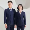 Gerente de Ventas Ropa de Trabajo Mismo Estilo Traje Cruzado Tienda 4S Traje Profesional Hombres Funcionario Entrevista Ropa Formal Mujeres