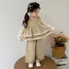 Conjunto de Primavera y Otoño para Niñas 2026 Nuevo Elegante Infantil de Encaje Manga Larga Estilo Coreano Casual Conjunto de Tres Piezas para Niñas