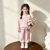 Nuevo Conjunto de Manga Larga para Bebés Niñas de Principios de Otoño, Sudadera con Capucha y Lazo con Pantalón Jogger, Conjunto de Dos Piezas Versátil y Elegante para Niños Pequeños y Niños Pequeños
