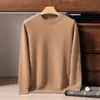 Novedad Otoño 2026 Suéter 100% Cachemira Pura para Hombre Cuello Redondo Casual de Negocios Color Sólido Estilo Minimalista