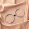 Pulseira de corda de Milão com ímã de coração preto e branco para casal, pulseira de corda de mão para amigas, joias no atacado