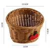 Cesta de armazenamento de cebola, gengibre e alho de cozinha trançada em imitação de rattan, cesta fofa de armazenamento de chaves para entrada montada na parede, fruteira, cesta de lanches