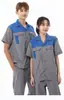 Ropa de Protección Laboral de Manga Corta de Verano, Ropa de Trabajo Delgada y Transpirable, Ropa Resistente al Desgaste para Reparación de Automóviles, Ropa de Fábrica, Ropa de Trabajo para Taller de Poliéster y Algodón al por Mayor
