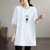 Camiseta de Manga Corta Holgada Talla Grande para Mujer, Marca Nueva de Moda Verano 2026, Camiseta de Longitud Media que Cubre la Cadera