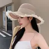 Sombrero de Paja de Ala Ancha con Adorno de Encaje para Mujer Verano Dulce Versátil Sombrero de Sol para Vacaciones en la Playa Sombrero Francés con Protección Solar