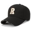 Gorra con visera estilo coreano para mujer, primavera y otoño, versátil, con aspecto de cara pequeña, bordada, informal, gorra de béisbol de tela con forma de piña con letra R, de moda