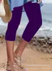 Leggings Femininas Casuais Populares de Cor Sólida para o Verão 2023 Amazon Aliexpress (Grande Estoque Disponível) Comprimento Três Quartos