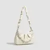 Bolso de Hombro Nube de Perlas para Mujer GDCK, Bolso de Mano de PU Blanco Crudo, Incluye 2 Correas