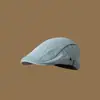 Gorra Plana Circunferencia de Cabeza Grande Mezclilla Lavada Boina Retro Nuevo Sombrero de Verano 2025 para Mujer que Muestra la Cara Gorra de Periodista Otoño e Invierno