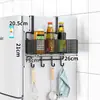 Prateleira de armazenamento lateral para geladeira de cozinha, montada na parede, multifuncional, multicamadas, para armazenar temperos e filme plástico