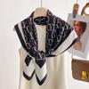 Bufanda cuadrada grande de 90 cm con letras blancas y negras de estilo occidental, chal fino para mujer, decoración exterior, bufanda para traje
