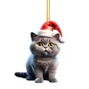 Pendente de Gato Criativo de Natal para Carro Pingente de Mochila Acrílico Decoração de Natal para Casa