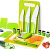 Conjunto de Facas de Cozinha de Plástico para Crianças, Molde para Biscoitos, Avental de Batata Estampado, Luvas, Faca Ondulada para Batata, Tábua de Corte