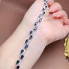 Joias Coloridas de Pedra Preciosa Prata 925 Incrustado com Safira Natural Pulseira Feminina Totalmente Cravejada Joia de Mão Safira de Shandong