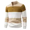 Suéter Masculino com Gola Alta para Comércio Exterior 2026, Moda Tendência Tamanho Grande Tricô Casual Color Block para Homens