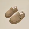 Sapatos Birkenstock de sola grossa para mulheres, botas de neve espessadas para mulheres, novidades de inverno 2026, sapatos femininos com forro de fleece, sapatos peludos de calçar fácil, sapatos de algodão