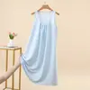 Vestido de tirantes sin mangas para mujer de verano, vestido camisola fino de longitud media, vestido holgado línea A de talla grande para casa