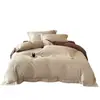 Capa de edredom de algodão escovado espesso de luxo, com bordas largas e cordões ocultos, conjunto de cama de quatro peças 100% algodão, conjunto de lençóis de três peças