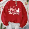 Sudadera con capucha navideña de letras en color vino tinto y blanco para mujer