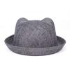 Sombrero de malla de lino de primavera y verano Zhenyueqi para mujer, sombrero coreano con vuelta, marea femenina, sombrero de cubo con orejas de gato al por mayor