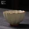 Taza Maestra de Porcelana Ru de Gama Alta Color Beige Taza de Té para el Hogar Juego de Té Kung Fu con Piezas Abiertas que Se Pueden Usar para Cultivar Tazas de Té de Cerámica con Hilo de Oro Línea de Hierro