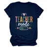 Modo Profesor Desactivado Amazon Wish Sitio Independiente Comercio Exterior Transfronterizo Camiseta Casual para Mujer de Cuello Redondo y Manga Corta