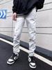 Jeans masculino de rua casual novo elástico slim modelador 2023 cor sólida calça reta com zíper lateral