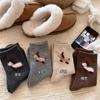Calcetines de lana para niños en otoño e invierno, nueva moda, calcetines de peluche con forro polar acolchado y cálido de cachorro de dibujos animados.