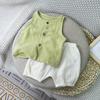[Suave y Cómodo] ins Conjunto sin Mangas para Bebé Hilo de Algodón Burbuja Conjunto de 2 Piezas para Niños Ropa de Verano para Salir para Niños