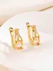 Pendientes cruzados Shein nuevos de cristal color rojo granate ovalado con detalles en dorado champagne para mujer, accesorios de moda elegantes y sencillos