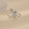 Anel de Puxar Corrente com Zircônia em Formato de Ovo, Anel Oval de Diamante de Alto Carbono Moderno e Simples, Estilo de Comércio Exterior Transfronteiriço da Amazon