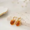 Aretes estilo Melard transfronterizos, aretes de resina ámbar, aretes geométricos vintage de carey color caramelo, aretes de mujer otoño/invierno