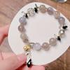 Pulsera de Ágata de 10 mm para Mujer con Diseño de Colgante de Calabaza Dorada Pulsera de Cristal Simple Retro Pulsera de Mejor Amigo para Año Nuevo