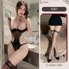 Conjunto de Pijama Lencería Sexy Pura Pasión Femenina Coqueto Sexy Soporte de Acero Transparente Sin Entrepierna Ajustado Mono Negro Seda