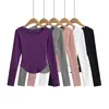 531-25 Otoño Estilo Coreano Estilo Blogger Ins Cuello en U Forro Polar de Cachemira Manga Larga Dobladillo Curvo Suéter Camiseta Camiseta Interior