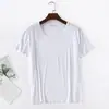 Camiseta de Seda de Leche para Hombre de Manga Corta con Cuello Redondo Camiseta Interior Casual de Color Sólido Deportiva Talla Grande Corte Holgado