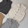 Colete de tricô sem mangas de botão único torcido estilo coreano para mulheres, nova jaqueta cardigã suéter em camadas para outono